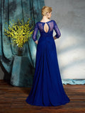 A-Line/Princess V-neck Sequin 3/4 Sleeves Long Chiffon Mother of the Bride Dresses TPP0007197