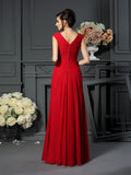 A-Line/Princess V-neck Hand-Made Flower Sleeveless Long Chiffon Mother of the Bride Dresses TPP0007227