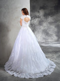 Ball Gown Sweetheart Lace Sleeveless Long Organza Wedding Dresses TPP0006696