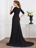 A-Line/Princess 1/2 Sleeves Pleats Long Chiffon Dresses TPP0003099