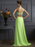 A-Line/Princess Sleeveless Beading One-Shoulder Chiffon Long Dresses TPP0003900