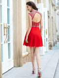 A-Line/Princess High Neck Sleeveless Beading Short/Mini Chiffon Dresses TPP0008335