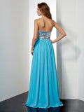 A-Line/Princess Strapless Sleeveless Long Beading Chiffon Dresses TPP0003656