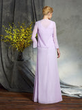 Sheath/Column V-neck Applique Sleeveless Long Chiffon Mother of the Bride Dresses TPP0007377