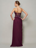 A-Line/Princess Strapless Sleeveless Beading Long Chiffon Dresses TPP0003394