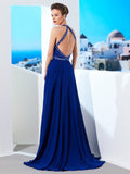 A-Line/Princess Jewel Sleeveless Beading Chiffon Sweep/Brush Train Dresses TPP0003515