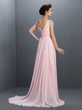 A-Line/Princess Straps Beading Sleeveless Long Chiffon Dresses TPP0003521