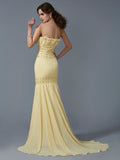 Trumpet/Mermaid Strapless Sleeveless Beading Long Chiffon Dresses TPP0003169