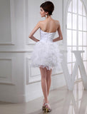 A-Line/Princess Beading Sweetheart Sleeveless Short Satin Organza Cocktail Dresses TPP0008786