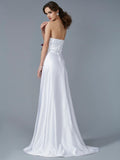 A-Line/Princess Strapless Sleeveless Hand-Made Flower Long Satin Dresses TPP0003987