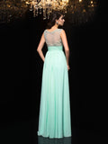 A-Line/Princess Sheer Neck Beading Sleeveless Long Chiffon Dresses TPP0003671