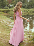 A-Line/Princess Chiffon Ruffles Halter Sleeveless Sweep/Brush Train Bridesmaid Dresses TPP0004973