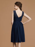 A-Line/Princess Bateau Sleeveless Short/Mini Sash/Ribbon/Belt Chiffon Bridesmaid Dresses