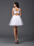 A-Line/Princess Scoop Beading Sleeveless Short Net Dresses TPP0002584