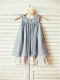 A-line/Princess Scoop Sleeveless Ruffles Tea-Length Chiffon Flower Girl Dresses TPP0007771