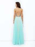 A-line/Princess Jewel Beading Sleeveless Long Chiffon Dresses TPP0002298