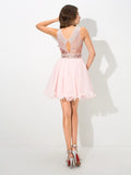 A-Line/Princess Sheer Neck Sequin Sleeveless Short Chiffon Cocktail Dresses TPP0002265