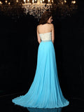 A-Line/Princess Strapless Beading Sleeveless Long Chiffon Dresses TPP0003670