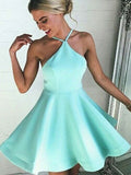 A-Line/Princess Satin Halter Sleeveless Pleated Short/Mini Dresses TPP0008297