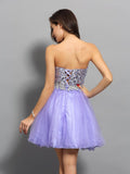 A-Line/Princess Sweetheart Beading Applique Sleeveless Short Net Cocktail Dresses TPP0008766