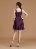 A-Line/Princess Halter Sleeveless Short/Mini Ruffles Chiffon Bridesmaid Dresses