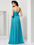 A-Line/Princess Pleats Sweetheart Sleeveless Long Chiffon Dresses TPP0004229