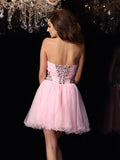 A-Line/Princess Sweetheart Ruffles Sleeveless Short Elastic Woven Satin Cocktail Dresses TPP0009041