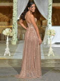 A-Line/Princess Sleeveless Ruffles Sequins Sweetheart Floor-Length Dresses TPP0004338