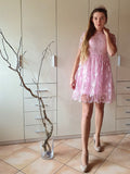 A-Line/Princess Short Sleeves Organza Sheer Neck Applique Short/Mini Homecoming Dresses TPP0004782