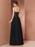 A-Line/Princess Strapless Sleeveless Beading Long Chiffon Dresses TPP0004182