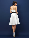 A-Line/Princess Strapless Sash/Ribbon/Belt Sleeveless Short Satin Bridesmaid Dresses TPP0005705