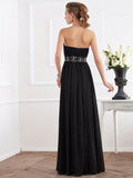 A-Line/Princess Strapless Sleeveless Beading Long Chiffon Dresses TPP0004271