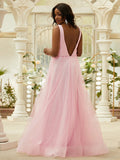 A-Line/Princess Ruffles V-neck Sleeveless Floor-Length Dresses TPP0004877