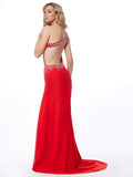 A-Line/Princess One-Shoulder Beading Sleeveless Long Chiffon Dresses TPP0003891