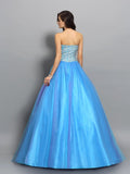 Ball Gown Sweetheart Beading Sleeveless Long Elastic Woven Satin Quinceanera Dresses TPP0003603