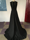 A-Line/Princess Scoop Sleeveless Satin Chiffon Sweep/Brush Train Dresses TPP0001685