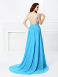 A-Line/Princess Bateau Beading Sleeveless Long Chiffon Dresses TPP0004562