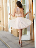 A-Line/Princess Halter Beading Sleeveless Chiffon Short/Mini Two Piece Dresses TPP0008395