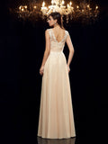 A-Line/Princess Straps Applique Sleeveless Long Chiffon Mother of the Bride Dresses TPP0007358