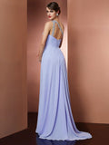 A-Line/Princess One-Shoulder Sleeveless Applique Beading Long Chiffon Dresses TPP0003347