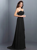 A-Line/Princess Sweetheart Pleats Sleeveless Long Chiffon Bridesmaid Dresses TPP0005681