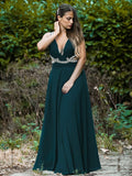 A-Line/Princess Chiffon Beading V-neck Sleeveless Floor-Length Dresses TPP0004702