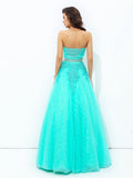 A-line/Princess Strapless Beading Sleeveless Long Elastic Woven Satin Dresses TPP0002880