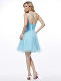 A-Line/Princess One-Shoulder Sleeveless Beading Short Organza Homecoming Dresses TPP0008819