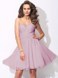 A-Line/Princess Sweetheart Ruffles Sleeveless Short Chiffon Bridesmaid Dresses TPP0005699