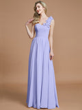 A-Line/Princess One-Shoulder Sleeveless Floor-Length Chiffon Bridesmaid Dresses TPP0005488