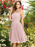 A-Line/Princess Strapless Pleats Sleeveless Short Chiffon Bridesmaid Dresses TPP0005323