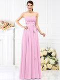 A-Line/Princess Strapless Sash/Ribbon/Belt Sleeveless Long Chiffon Bridesmaid Dresses TPP0005731