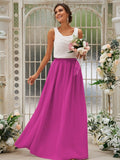 A-Line/Princess Chiffon Ruffles Scoop Sleeveless Floor-Length Bridesmaid Dresses TPP0004949