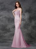 Trumpet/Mermaid Sweetheart Beading Sleeveless Long Satin Chiffon Bridesmaid Dresses TPP0005321